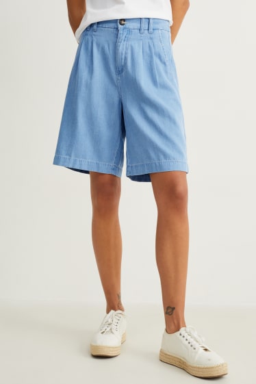 Donna - Bermuda - vita alta - jeans azzurro