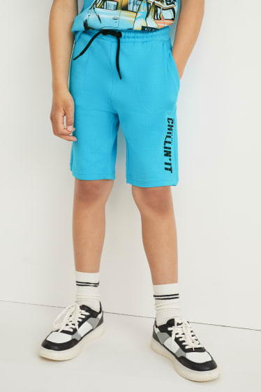 Kinderen: jongens - Bermuda van sweatstof - turquoise