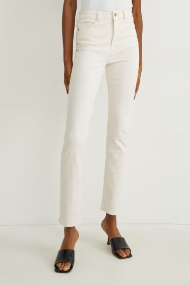 Damen - Slim Jeans - High Waist - hellbeige