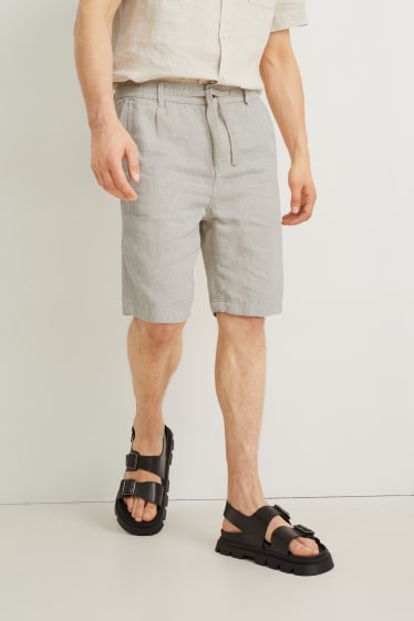 Hommes - Short - lin mélangé - beige clair