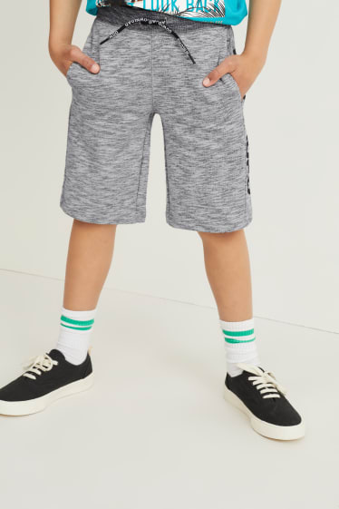 Kinderen: jongens - Bermuda van sweatstof - licht grijs-mix