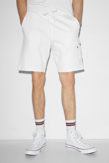 Hommes - Short cargo en molleton - blanc