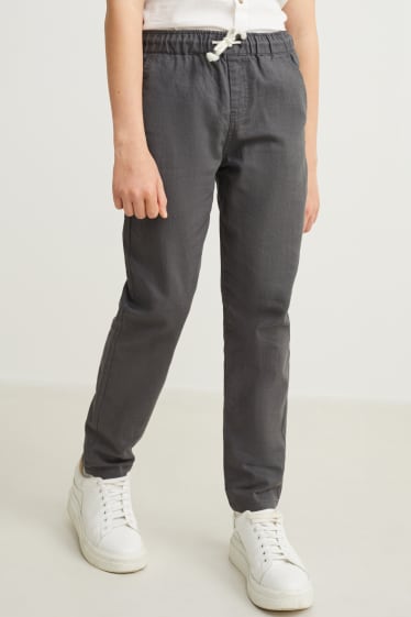 Enfants garçons - Pantalon - lin mélangé - gris foncé