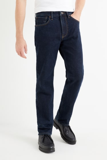 Men - Straight jeans - thermal jeans - denim-dark blue
