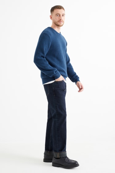 Men - Straight jeans - thermal jeans - denim-dark blue