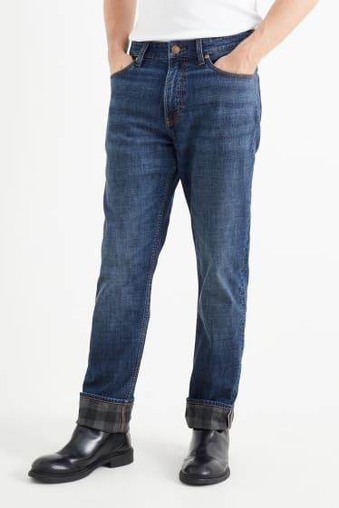 Men - Straight jeans - thermal jeans - COOLMAX® - denim-dark blue