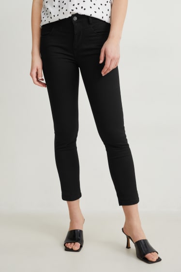 Women - Trousers - high waist - slim fit - denim-dark gray