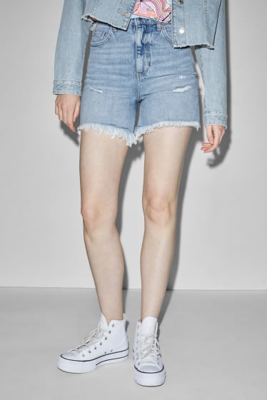 Ragazzi e giovani - CLOCKHOUSE - shorts di jeans - vita alta - jeans azzurro