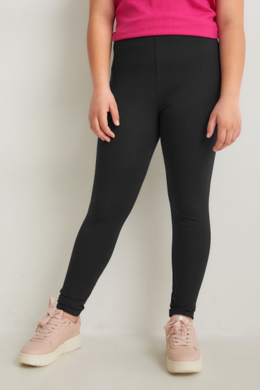 Kinderen: meisjes - Uitgebreide maten - set van 2 - legging - zwart