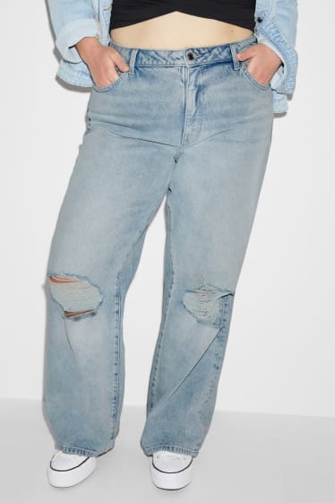 Femmes - CLOCKHOUSE - jean à jambes évasées - high waist - jean bleu clair