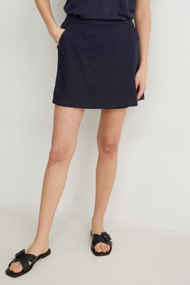 Damen - Skort - Leinen-Mix - dunkelblau