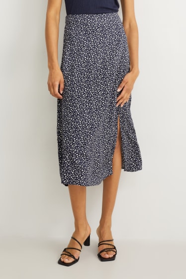 Dona - Faldilla - de flors - blau fosc / blanc trencat