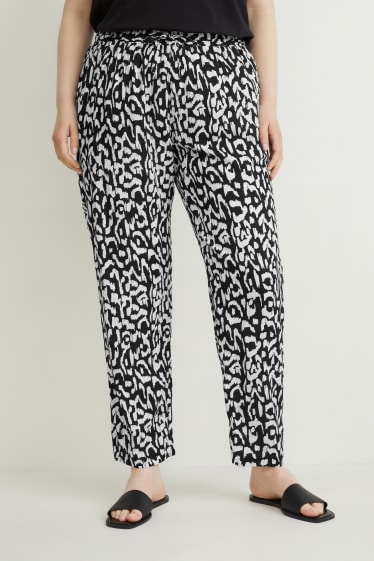 Femmes - Pantalon de toile - mid waist - comfort fit - à motif - noir / blanc