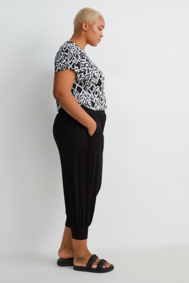 Dames - Jersey broek - mid waist - comfort fit - zwart
