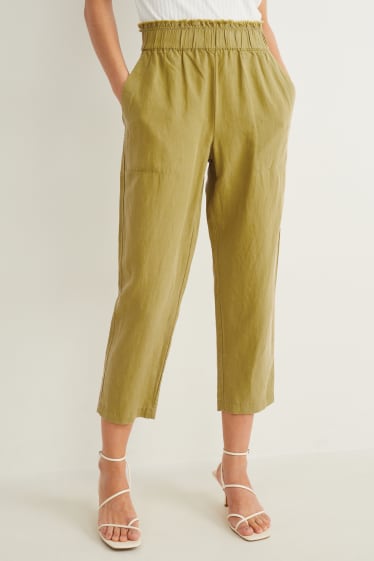 Donna - Pantaloni di stoffa - vita alta - tapered fit - verde