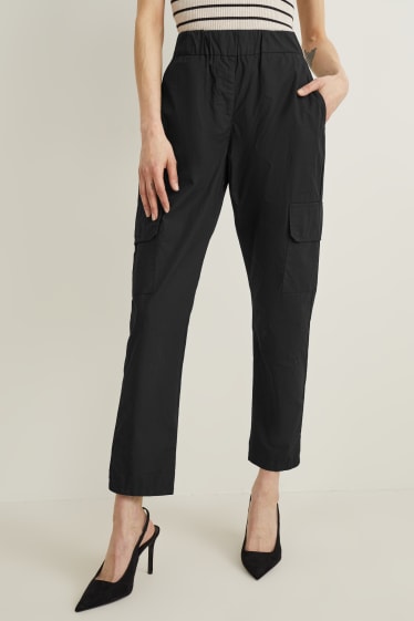 Donna - Pantaloni cargo - vita media - tapered fit - nero