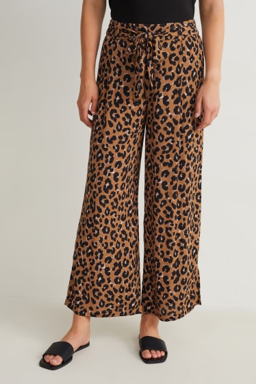 Dona - Pantalons de tela - mid waist - palazzo - estampat - marró