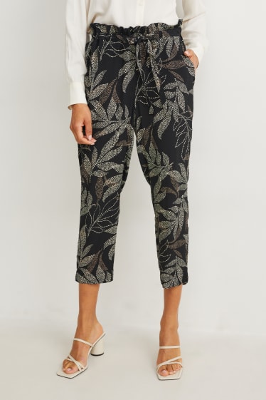 Donna - Pantaloni di stoffa - vita alta - tapered fit - nero