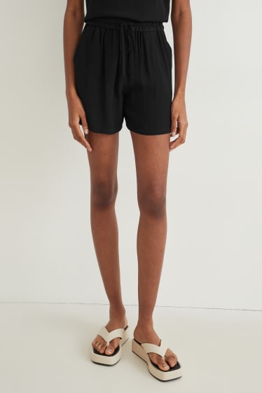Dona - Pantalons curts bàsics - mid waist - negre