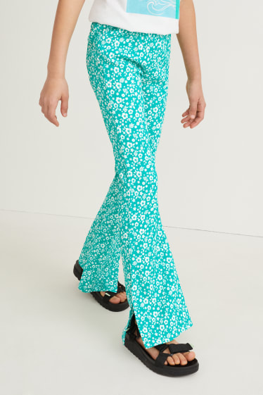 Kinderen: meisjes - Flared legging - gebloemd - groen