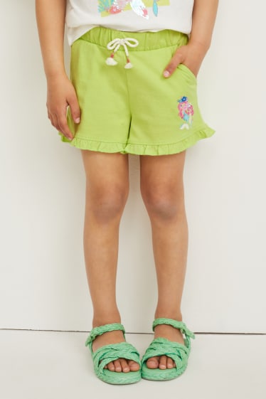 Kinderen: meisjes - Set van 2 - shorts - lichtgroen
