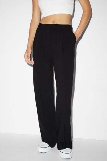 Donna - Pantaloni - vita media - gamba ampia - nero