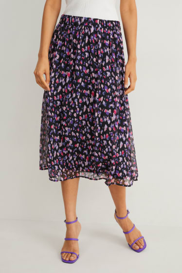 Donna - Gonna di chiffon - fantasia - blu scuro
