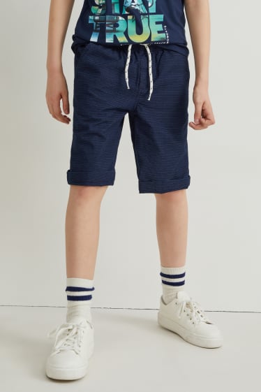 Kinderen: jongens - Shorts - gestreept - donkerblauw