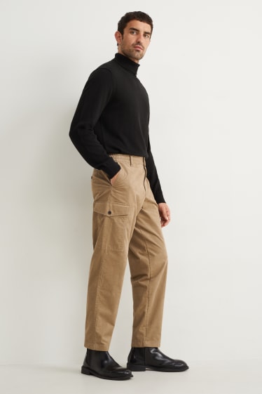 Uomo - Pantaloni cargo - in velluto - regular fit - tortora