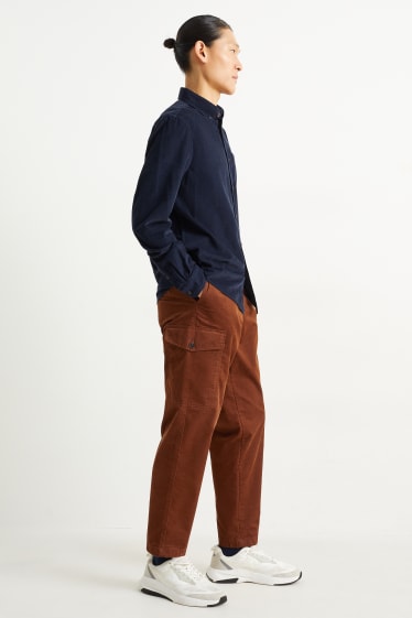 Uomo - Pantaloni cargo - in velluto - regular fit - marrone