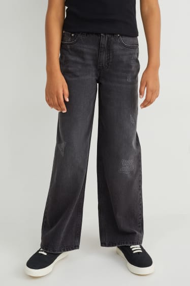 Enfants filles - Wide leg jean - jean gris foncé