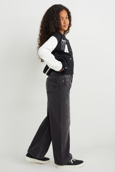 Kinder - Wide Leg Jeans - dunkeljeansgrau