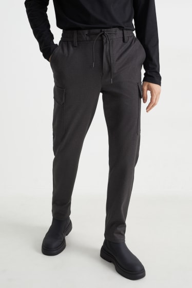 Uomo - Pantaloni cargo - tapered fit - Flex - nero melange