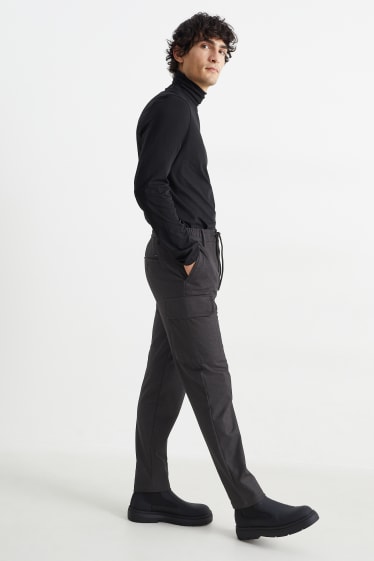 Pánské - Cargo kalhoty - tapered fit - Flex - černá-žíhaná