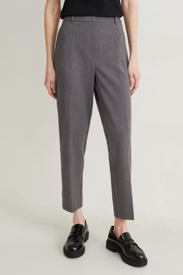 Dames - Pantalon - high waist - slim fit - donkergrijs