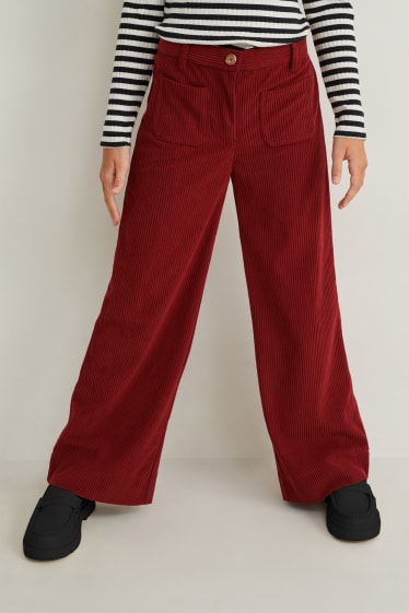 Bambine - Pantaloni in velluto - rosso scuro