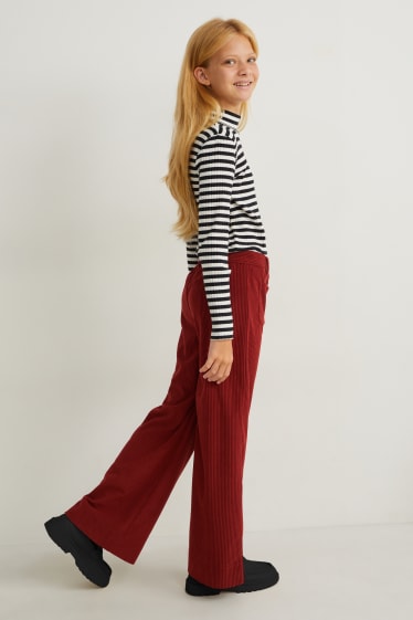 Bambine - Pantaloni in velluto - rosso scuro
