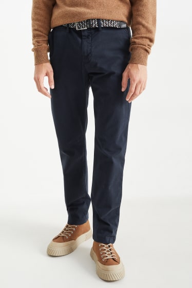 Bărbați - Chino cu curea - regular fit - albastru închis