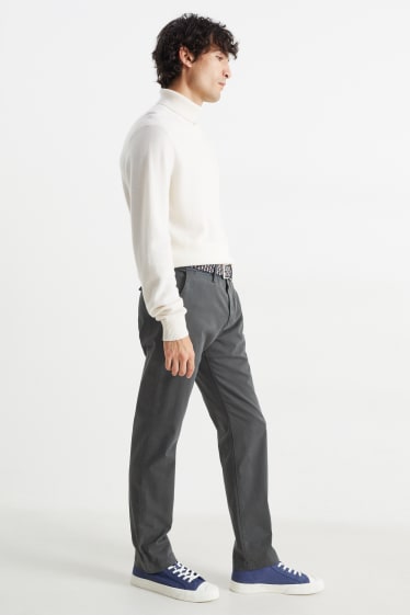 Men - Chinos with belt - regular fit - dark gray