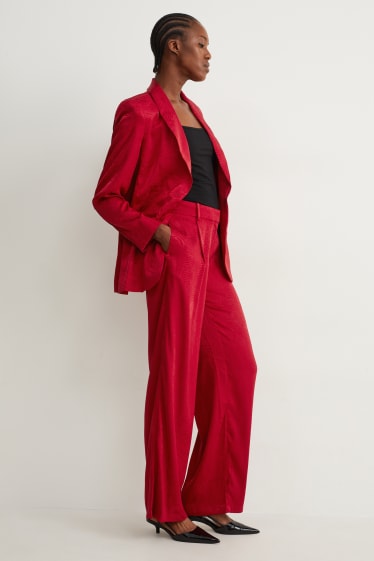 Femmes - Pantalon de toile - mid waist - wide leg - à motif - rouge foncé