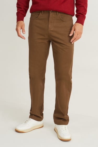 Mężczyźni - Spodnie - regular fit - brązowy