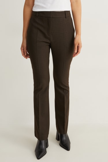 Femmes - Pantalon de bureau - mid waist - coupe évasée - Flex - 4 Way Stretch - marron