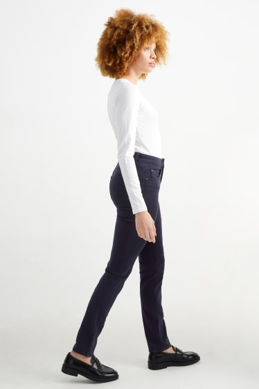 Damen - Stoffhose - High Waist - Slim Fit - dunkelblau