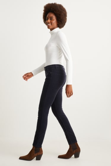Damen - Cordhose - High Waist - Straight Fit - dunkelblau