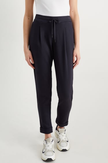 Damen - Stoffhose - Mid Waist - Tapered Fit - dunkelblau