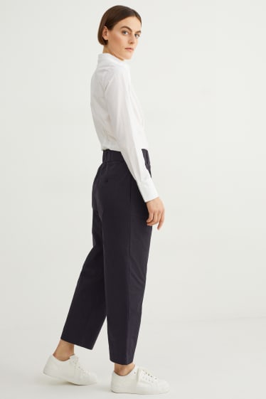 Damen - Stoffhose - High Waist - Tapered Fit - dunkelblau