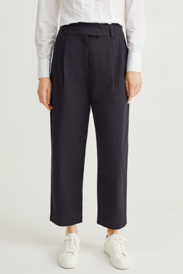 Damen - Stoffhose - High Waist - Tapered Fit - dunkelblau