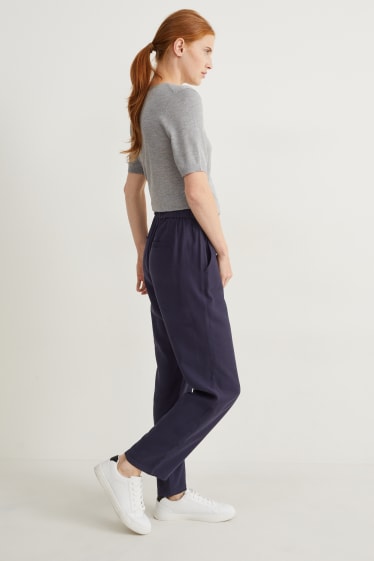 Damen - Stoffhose - High Waist - Tapered Fit - dunkelblau
