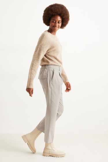 Femmes - Pantalon de toile - high waist - tapered fit - blanc crème