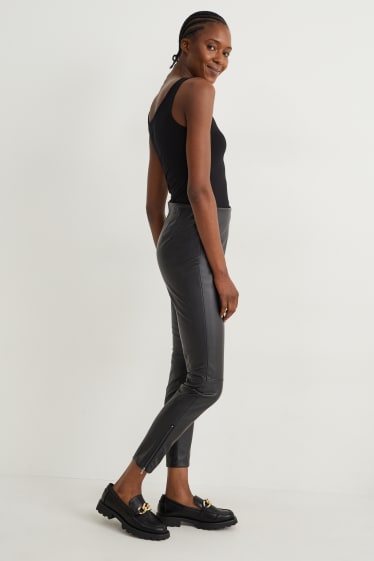 Dames - Legging - imitatieleer - zwart